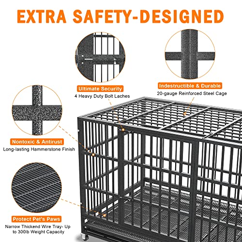 48 Inch Heavy Duty Dog Crate for Large Dogs (Black)