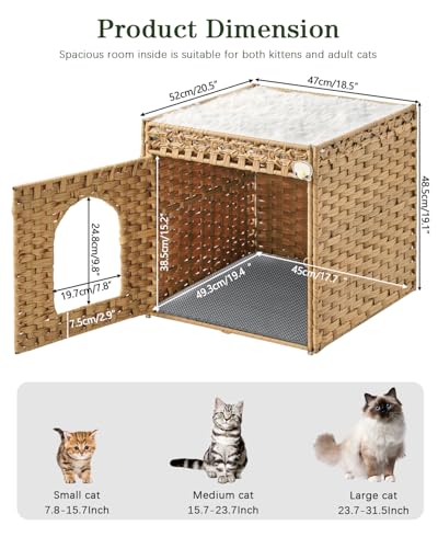 Cat Litter Box Enclosure Furniture (Natural / Standard With 1 Cat Bed)