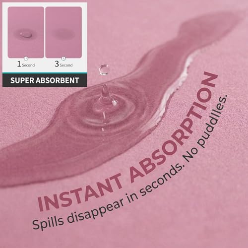 Pet Feeding Mat Dog Cat Food Mat Absorbent No Stains Quick Dry Rubber Bottom Anti (Pink-JY / 18"×30")