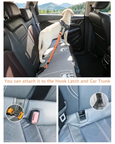 Dog Seat Belt for Car (Set Black+Orange)