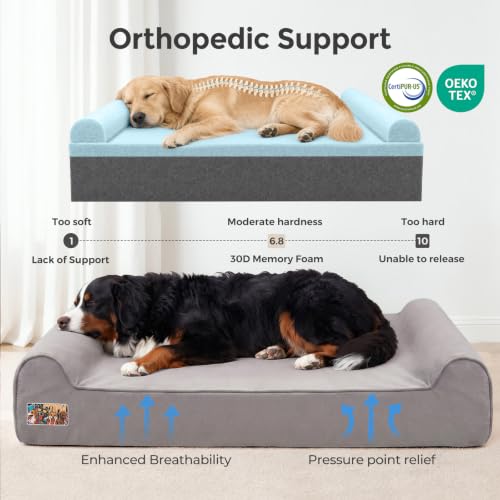Orthopedic Dog Beds for Extra Large Dogs (XX-Large / Style C-Grey)