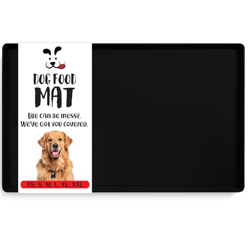 Dog Food Mat Waterproof Dog Bowl Mat for Food and Water (Small: 19" x 12" / Black)