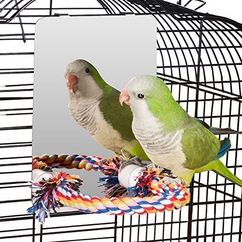 7" Bird Mirror with Rope Perch (Medium)