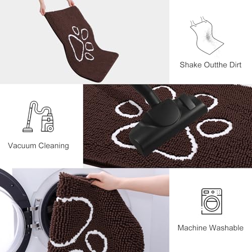 Dog Door Mat for Muddy Paws (59"X35" / Brown and White)
