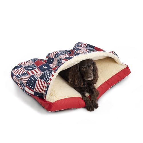 Rectangle Cozy Cave Dog Bed (Starpatch Red Diamond / Small)
