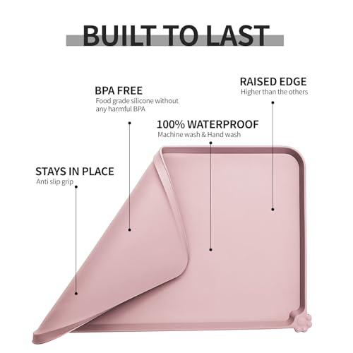 Silicone Pet Feeding Mat (Misty Rose / 18.5" x 11.5")