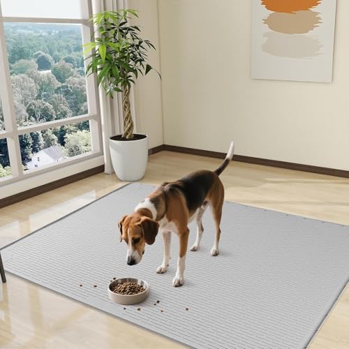 Dog Food Mat 70''x45'' Extra Large Dog Mat for Food and Water (70"L x 45"W / Light Grey)