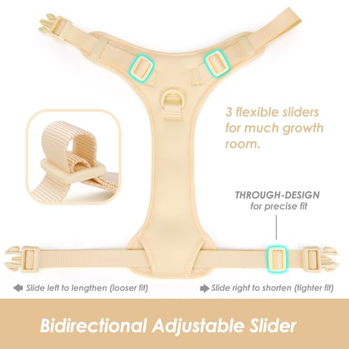 No Pull Dog Harness for Large Sized Dogs Puppy Vest No Choke (Light Yellow / L(Neck:20.9-31.5", Chest:24.8-37.4"))