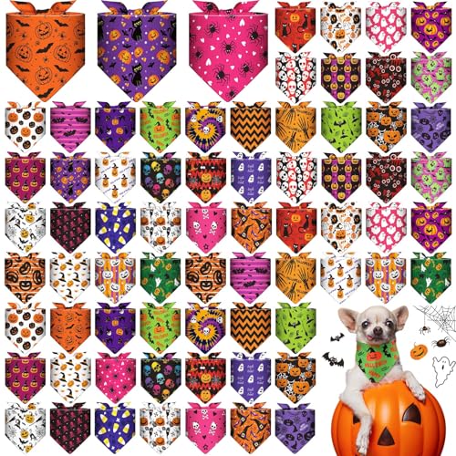 72 Pcs Halloween Dog Bandanas Bulk (Halloween)