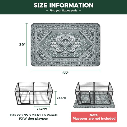 Washable Pee Pads for Dogs (Boho Grey / 39" x 63" (1 Pack))
