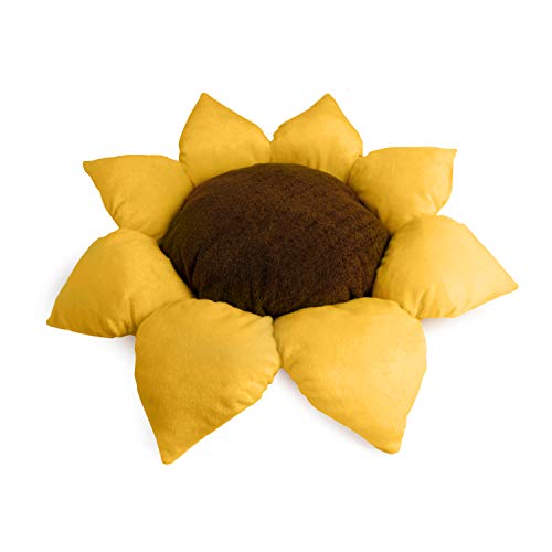 Soft Plush Small Cute and Cozy Nature Dog Cat Bed (Sunflower)
