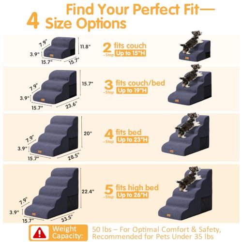 3 Tiers Foam Dog Ramp (Blue / 23.6*15.7*15.7)