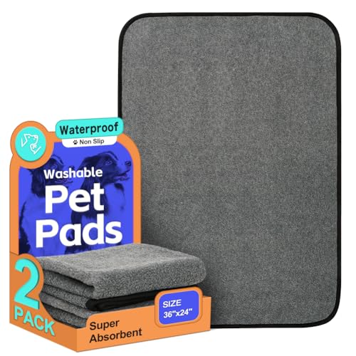 Washable Pee Pads for Dogs (36"x24" -2 Pack / Gray)