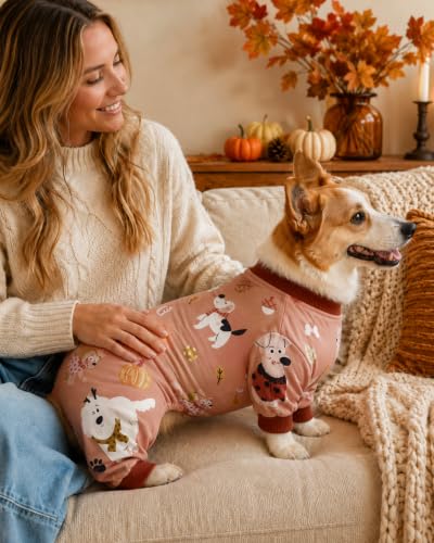 4 Pack Fall Pumpkin Dog Pajamas for Medium Dogs (Large)