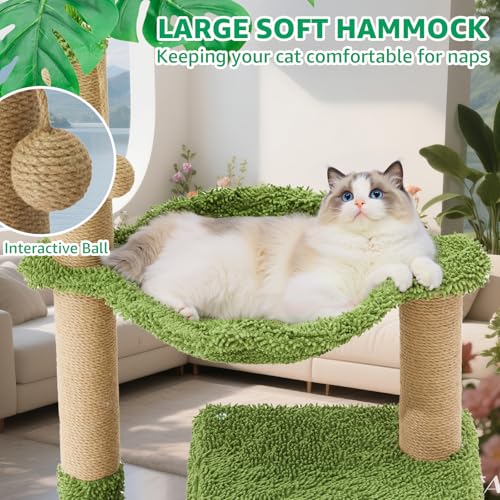 38'' Cat Tree Condo with Hammock Cat Tower with Scratching Posts Green Large (Green / 48‘’)