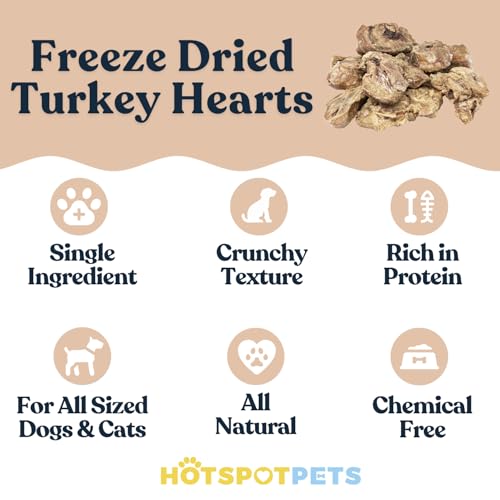 Freeze Dried Turkey Hearts Treats for Cats & Dogs