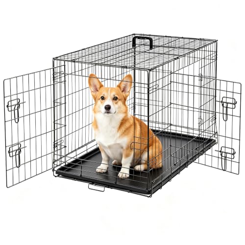 Dog Crate 36 Inch Medium Dog Cage Foldable Indoor Outdoor Pet Kennel (36.0"L x 22.6"W x 24.2"H)