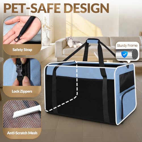 26"x17"x17" Extra Large Cat Carrier with Litter Box (Blue)