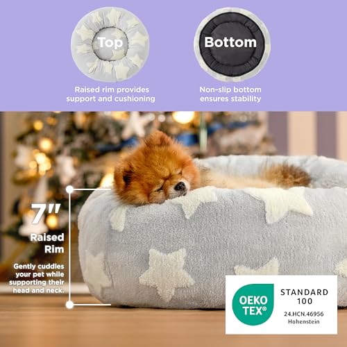 Shown on TV Jacquard Donut Cute Small Dog Beds (23.0"L x 23.0"W x 7.0"Th / Galaxy Grey)