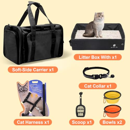 Cat Carrier with Litter Box (Whole Black)