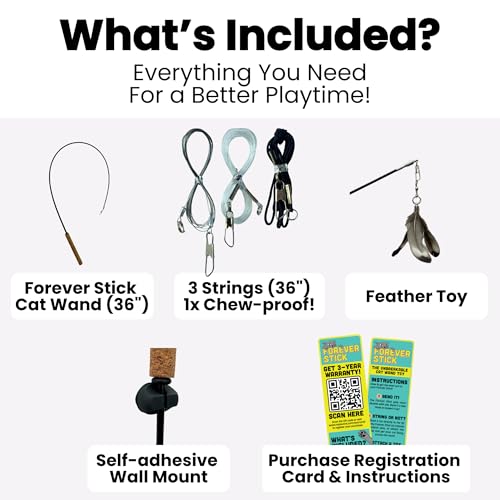 Forever Stick Cat Wand Toy (Forever Stick and Chew-proof String)