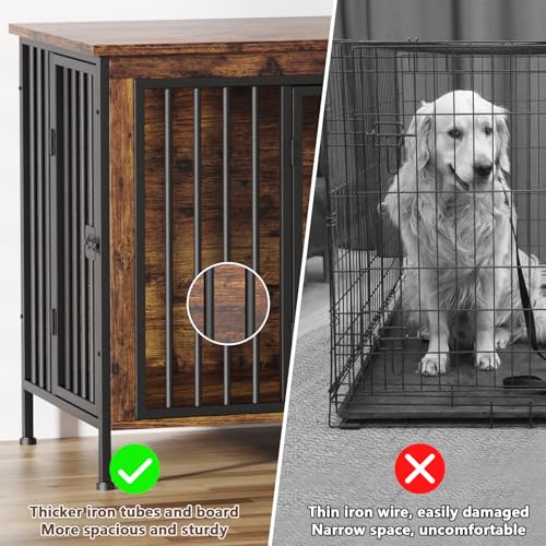 63" Dog Crate Furniture for 1 or 2 Dogs (Brown / 63.0"L x 23.6"W x 27.9"H)