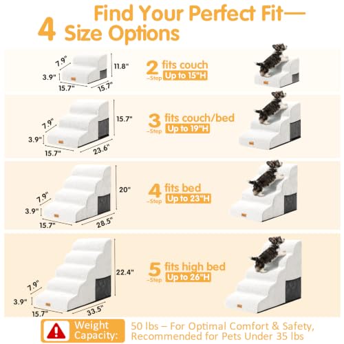 High Density Foam Pet Steps 2 Tiers (White / 15.7*15.7*11.8)