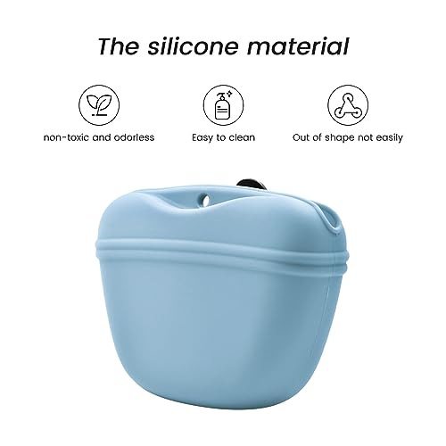 Silicone Dog Treat Pouch with Clicker Magnetic Closure Secure Clip (1 Pack / Slate)