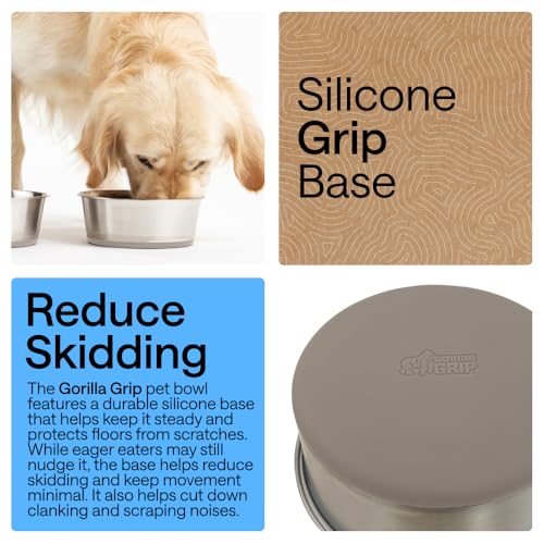 Dog Bowls Food Grade Stainless Steel (Beige / 4 Cup (Set of 2))