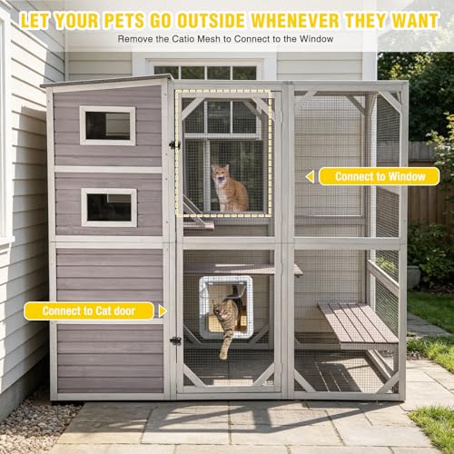 Catio Cat Enclosure Large Window Cat House for Outdoor Cats