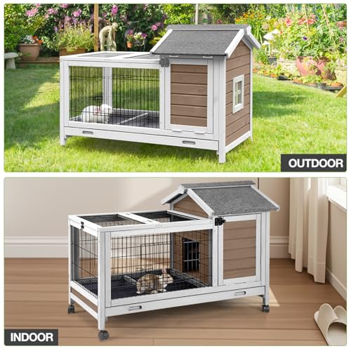 Wooden Rabbit Hutch Indoor and Outdoor (Brown)