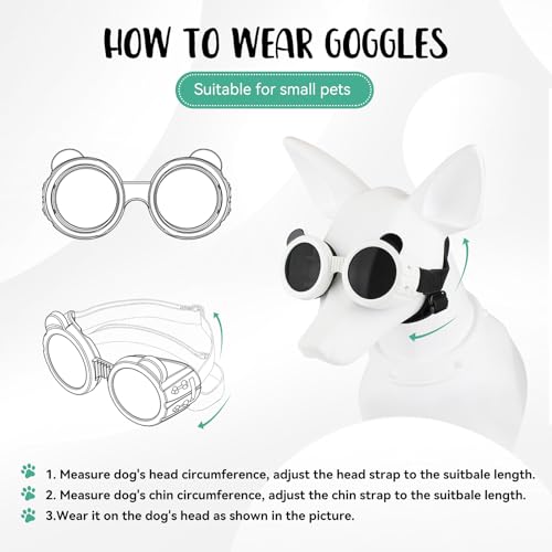 Dog Goggles for Small Breed UV (White / X-Small)