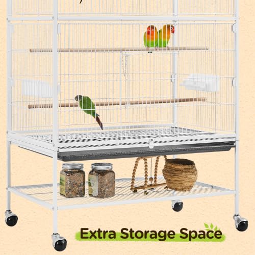 52" Large Bird Cage for Parrots (White / 31.0"L x 20.5"W x 52.0"H)