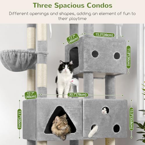 Extra Large Cat Tower for Big Cats 20 lbs (81 inch / Light Grey)