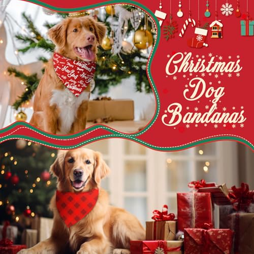 100 Pieces Christmas Dog Bandanas Bulk Red and White Xmas Bandanas for Dogs Triangle Scarf Bib Kerchief Set for Small Medium Large Doggie Christmas Costume Decor (Red white / 31.5 x 21.7 x 21.7")