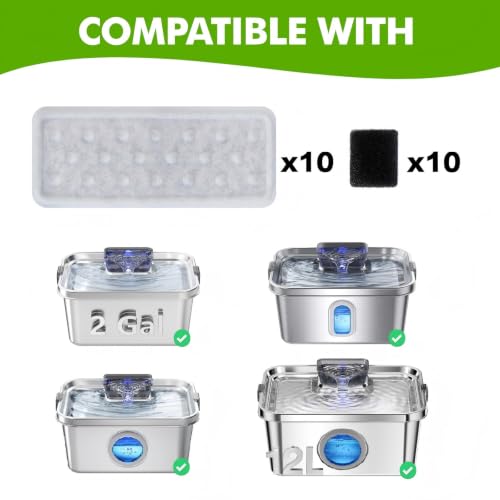 10 Pack Dog Water Fountain Filters & Sponges Replacement