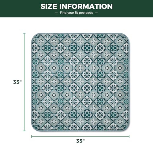 Washable Pee Pads for Dogs (Tribal Blue / 35" Square (2 Packs))