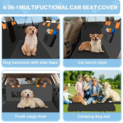 Dog Car Seat Cover for Back Seat (Black)
