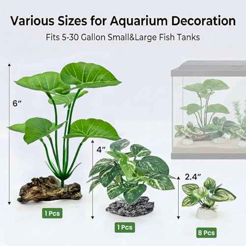 10 PCS Aquarium Decorations Silk Aquarium Plants Betta Fish Tank Decor (D（green 10 Pack）)