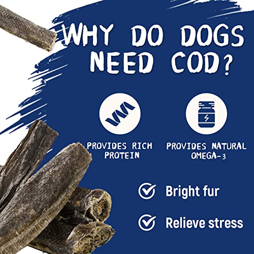 Dog Treats Cod Skins Dog Treat with Taurine (8 Ounce (Pack of 1))
