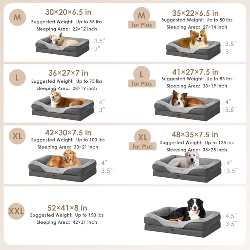 Orthopedic Dog Bed for Large Dog (Grey / 41x27x7.5)