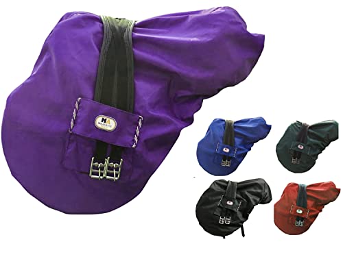 Nylon Waterproof Fleece Lined Ride On English Saddle Cover (Purple)