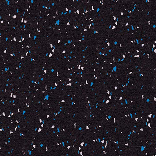 1/4in (7mm) Thick 10% Blue/Grey 4' x 17' Heavy Duty Rubber Rolls, Protective Exercise Mats, Home Gym Rubber Flooring (4' x 17' / 10% Blue/Grey)