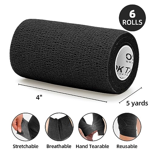 Self Adherent Cohesive Bandages Wrap 6Packs 4" x 5 Yards (Black / 4 In x 5 Yards)