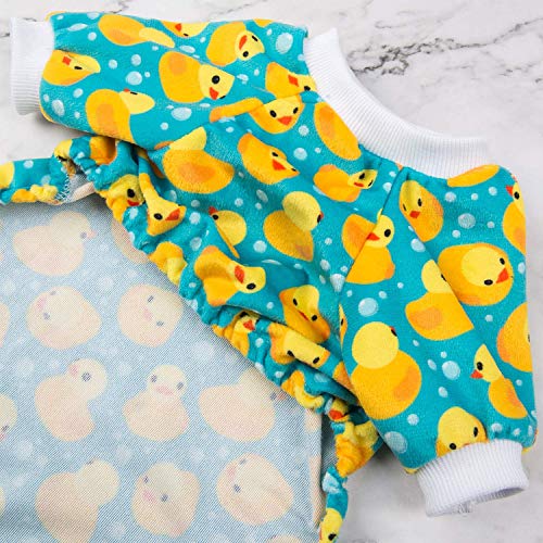 Dog Halloween Pajamas Puppy Onesies Small Dogs Soft Pjs Coat Cat Apparel Comfy Pet Christmas Clothes Outfit Doggie Bodysuit (Small / A07-Yellow Ducks)