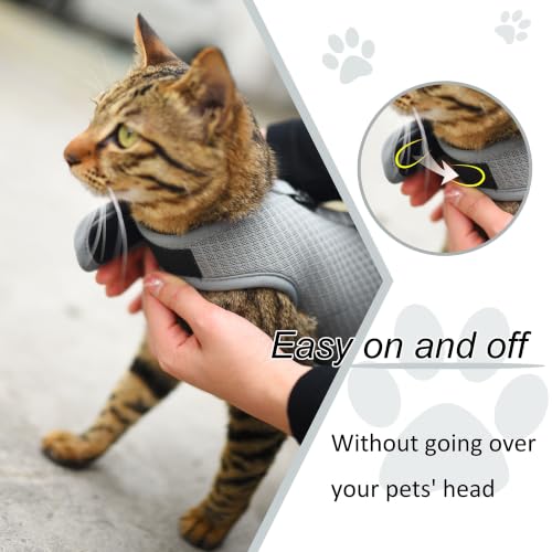Cat Harness and Leash Set for Walking Escape Proof (Grey / XL 11-20 lbs)