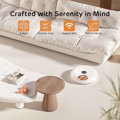 Donut Frost WiFi 6 Meal Automatic Cat Dispenser with App Control (Matte White)