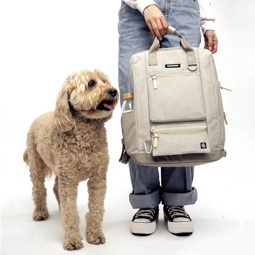 Porter 2-in-1 Dog Gear Travel Backpack - 10 Pockets, Sand (Sand)