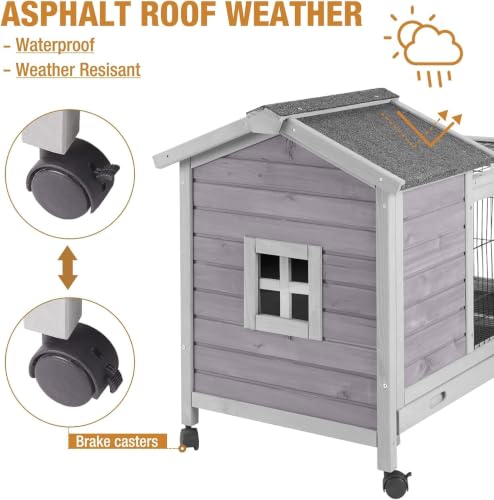 40.6" L Rabbit Hutch Indoor Outdoor Bunny Cage for 2