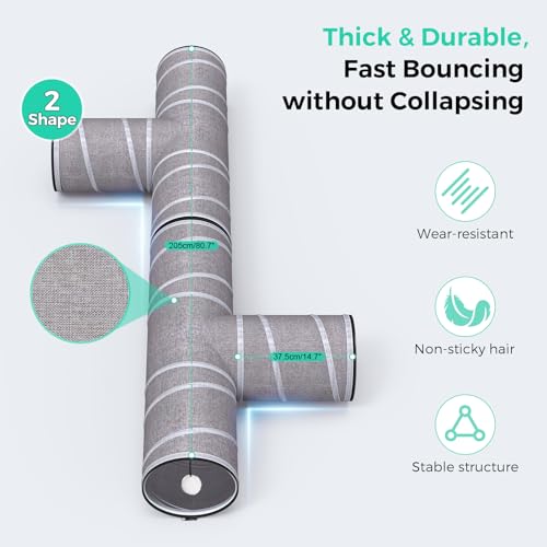 Cat Tunnel 4 Way with Teaser Wand & 2 Plush Ball (L-H-Shape)